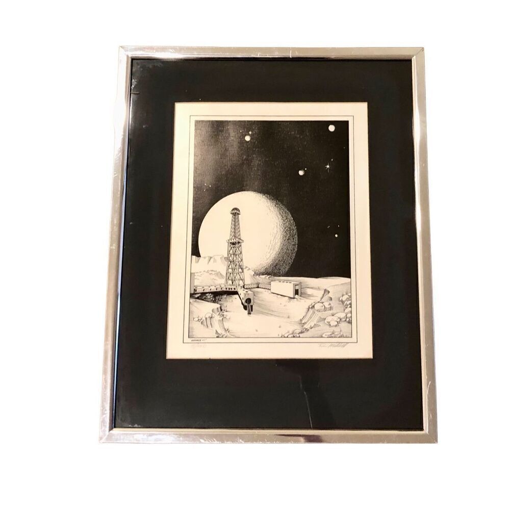 VNT Ron Mitchell Space Signed and Numbered Framed Black and White Print “Androme